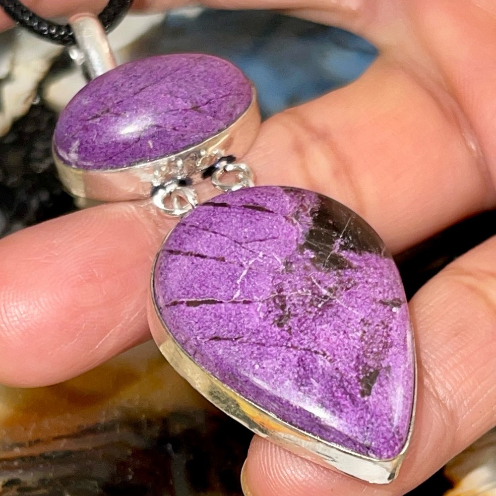 Deep Purple Purpurite Crystal Pendant 2 7/8”